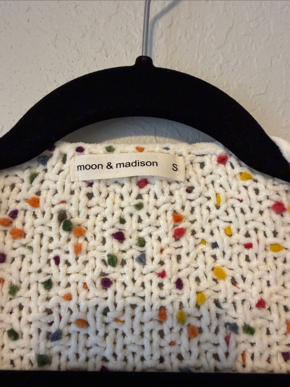 moon & madison Confetti Ivory Speckled Open-Front Cardigan - Picture 4 of 5